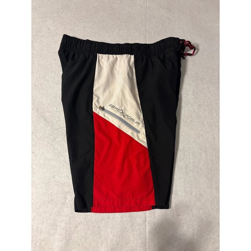 ZeroXposur Board Shorts Mens Large Black Red White Colorblock Swim‎ Trunks